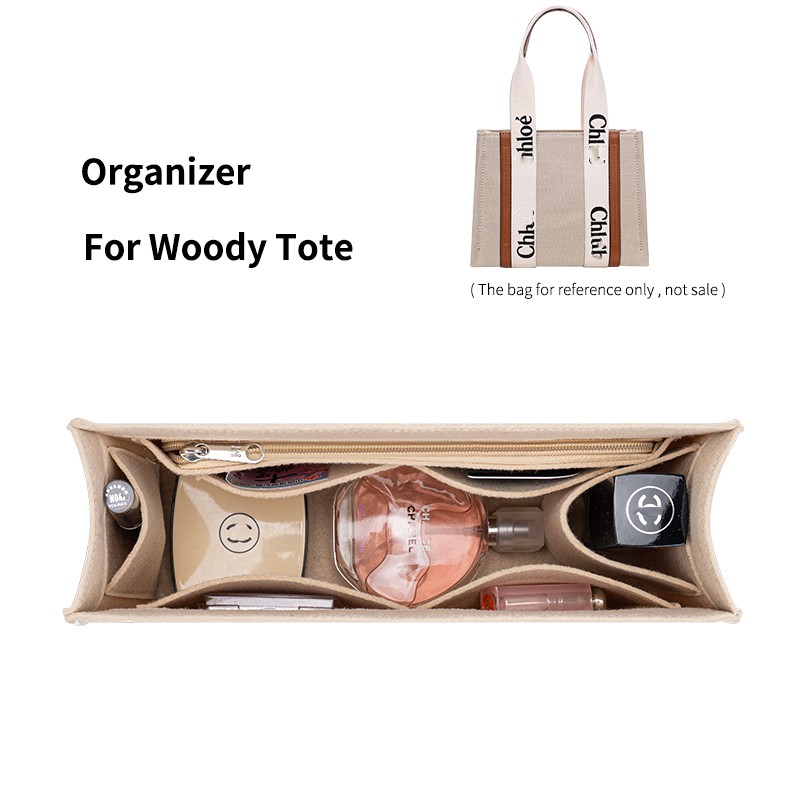For Woody Tote Inner Storage Bag, Purse Organizer Insert, Felt Makeup Linner Bags Zipper, Women's Luxury Handbag Tote Shaper
