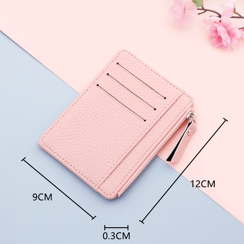 Small Ultra-thin Zipper Card Holder Solid Color Wallet Coin Purse Simplicity Credit Card Organizer Mini Wallet ID Card Holders
