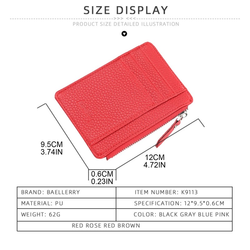 Ultra-thin Slim PU Leather Credit Card Holder Wallet Women Men Lightweight Business Change Money Wallet Card Bus Coin Bag