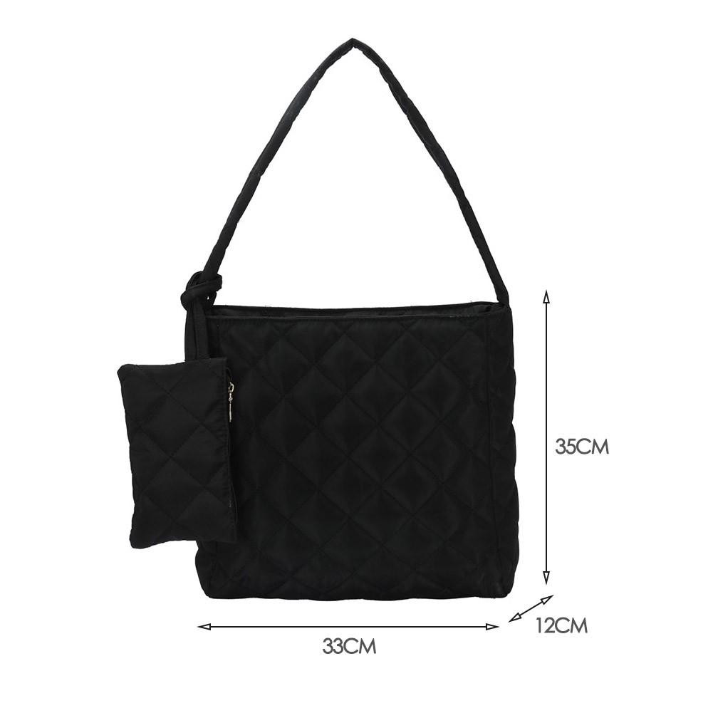 Casual Solid Color Women Underarm Shoulder Bags Fashion Cotton Quilted Lattice Printing Top Handle Handbags With Nylon Small Purse