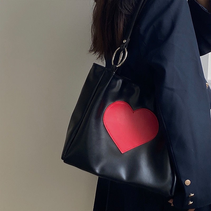 Xiuya Harajuku Kawaii Japanese Women Shoulder Bag Cute Heart Lolita Tote Bag Ladies Bags 2022 Big Shopper With Zipper