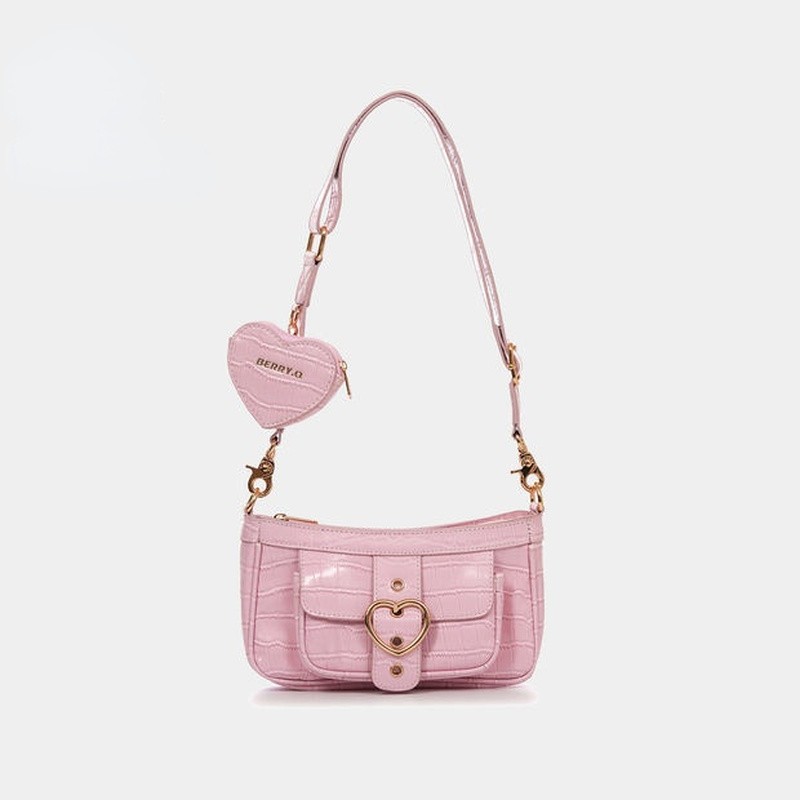 Xiuya Harajuku Kawaii Lolita Shoulder Bag Women PU Leather Candy Color Sweet Cute Crossbody Bag With Coin Purse Bags Purse