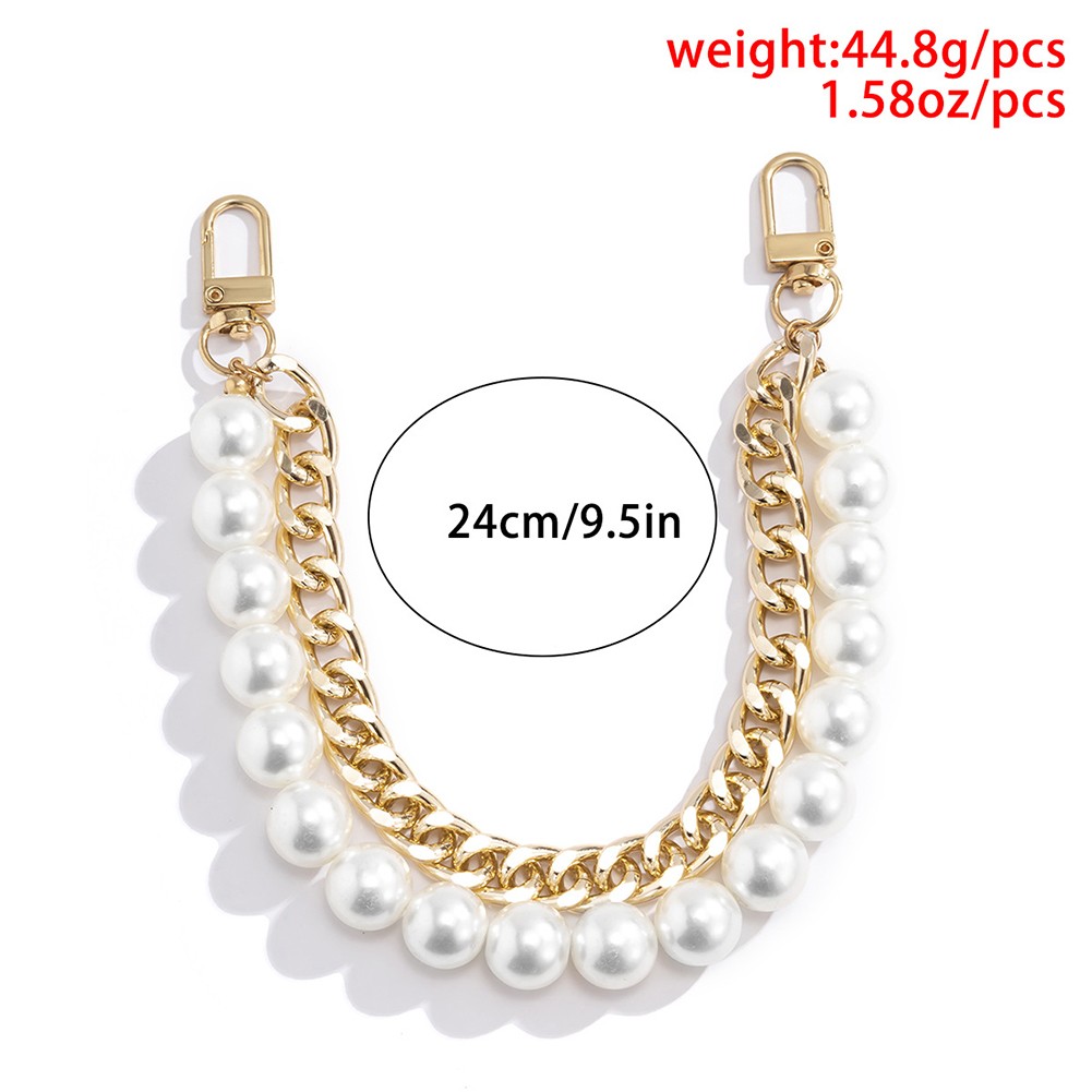 25/40cm aluminum pearl strap for handbags handles DIY purse replacement long beaded chain for shoulder bag pearl strap