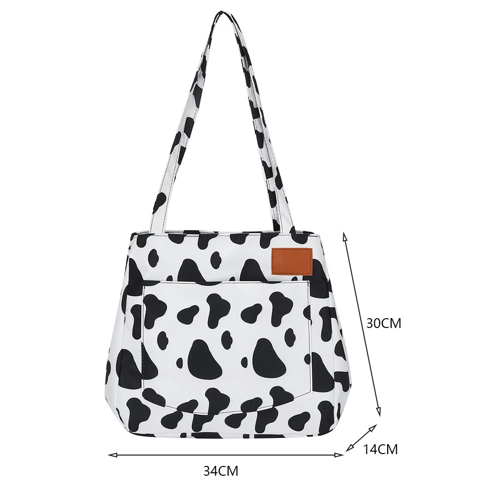 Women Oxford Cloth Shoulder Bag Fashion Cow Leopard Print Tote Bag Butterfly Pattern Bucket Bag Girls Double Layer Handbags