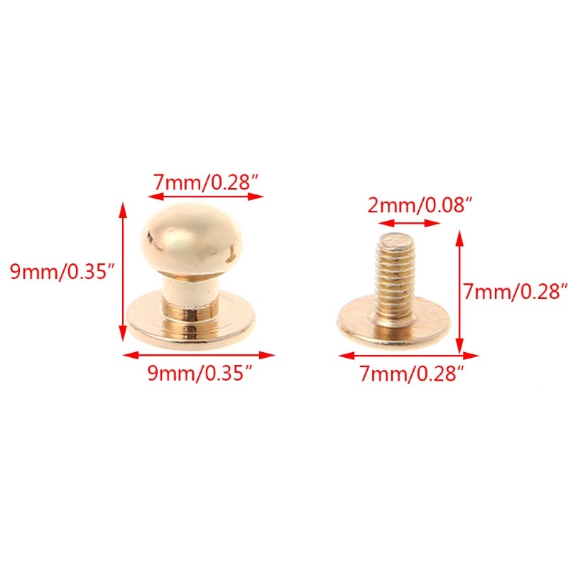 Solid Brass Rivet Round Head Button Screw Luggage Leather Brass Durable DIY Wallet Replacement Bag Accessories