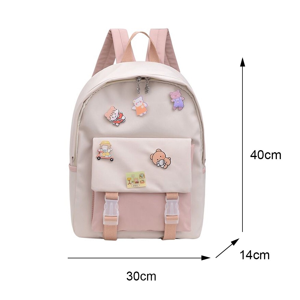 Bright Color Preppy Style Women Backpack Badge Student Girls Casual School Bags Large Capacity Backpack