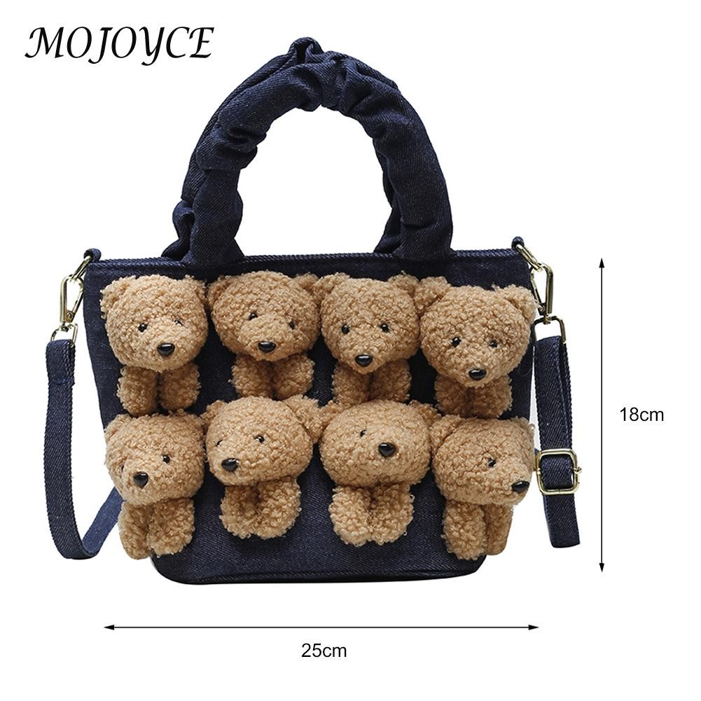 Women Cartoon Teddy Bear Crossbody Bag Female Small Zipper Designer Clutch Bag For Ladies Vintage Style Cute