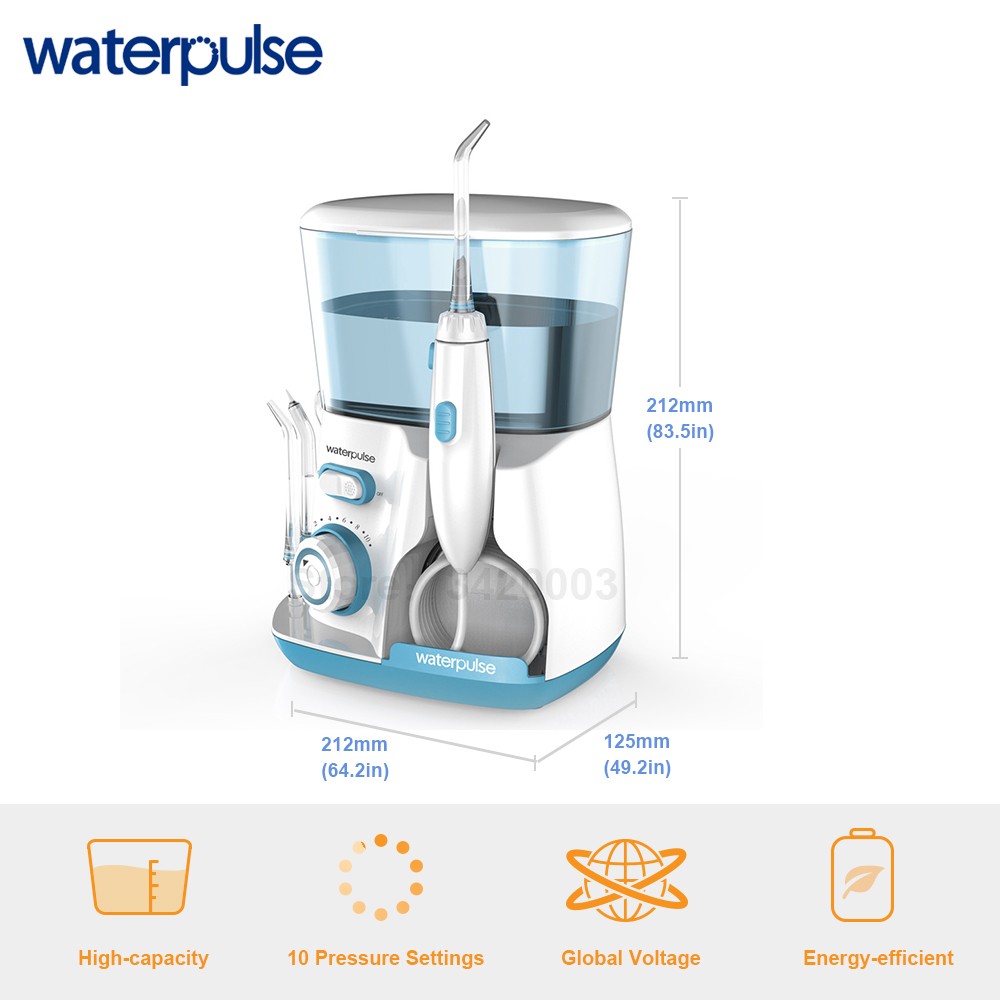 Waterpulse الفم الري v300 12 ضغط جهاز تنظيف الأسنان بالماء 800 مللي الأسنان نظافة الأسرة الرعاية الري الأسنان نفاثة مياه للأسنان 5 تلميح