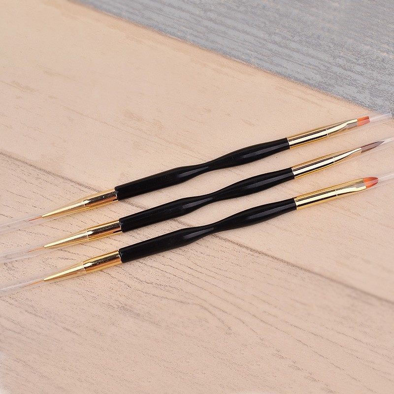 3pcs Nail Art Liner Brush Set Acrylic French Tape Tips Manicure Ultra-thin Line Drawing Pen UV Gel Brushes Painting Tools