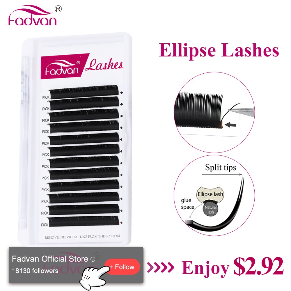 Super Mink Black Ellipse Flat Lashes Extensions Flat Eyelashes Extension Semi Permanent Individual Ultra Soft Application Friendly