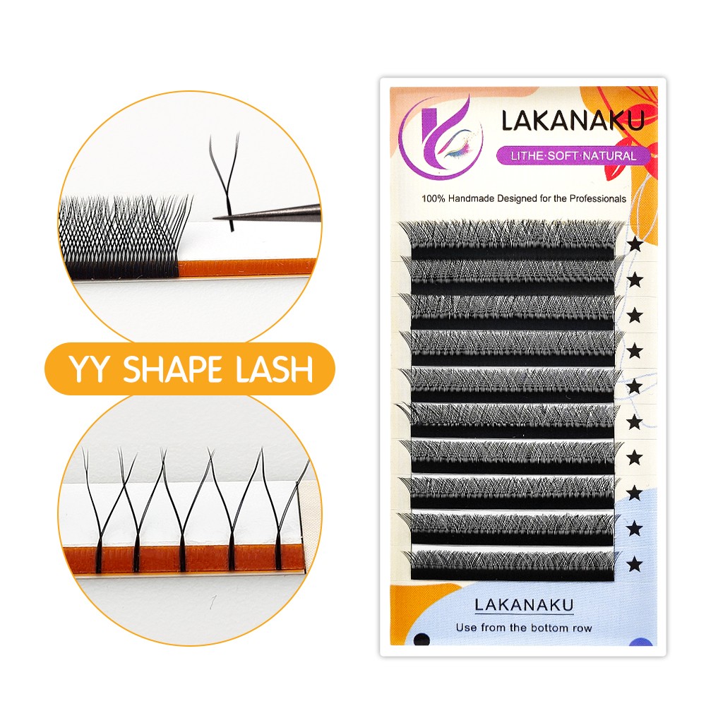 LAKANAKU YY Lashes Bouquets Eyelashes Split Tips Lashes Wholesale Supplier Cashmere Extensions Mink Lashes YY Cílios