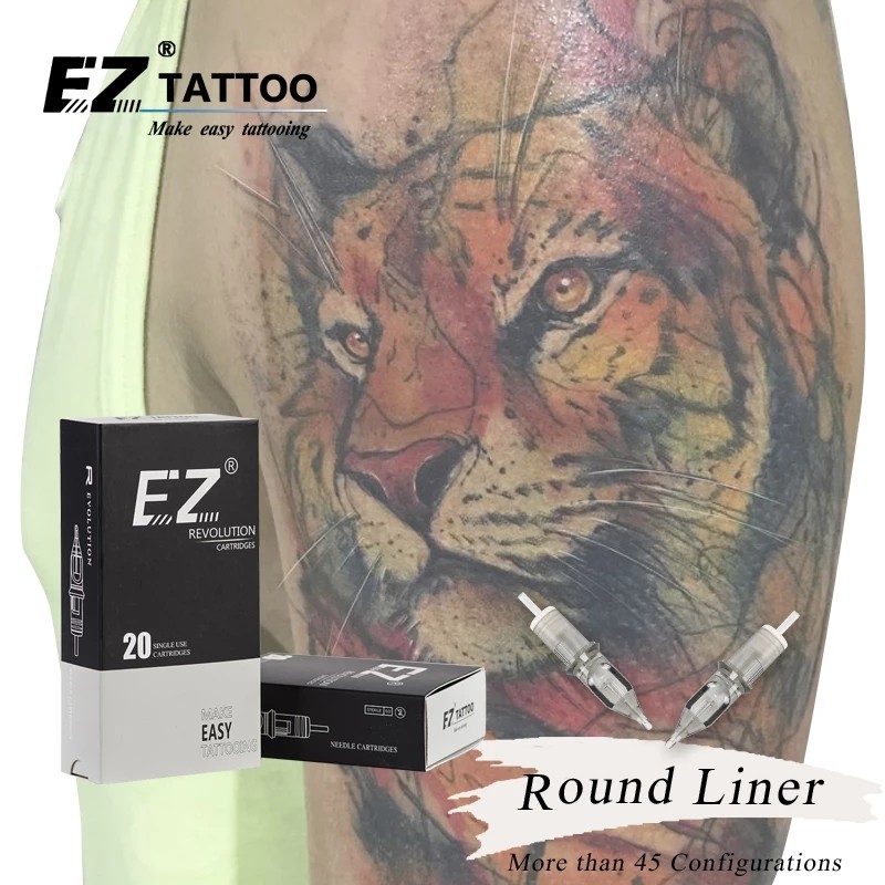 EZ Revolution Tattoo Needles Cartridge Liners Round #08 0.25mm For Cartridge & Grips Machine 20pcs/box