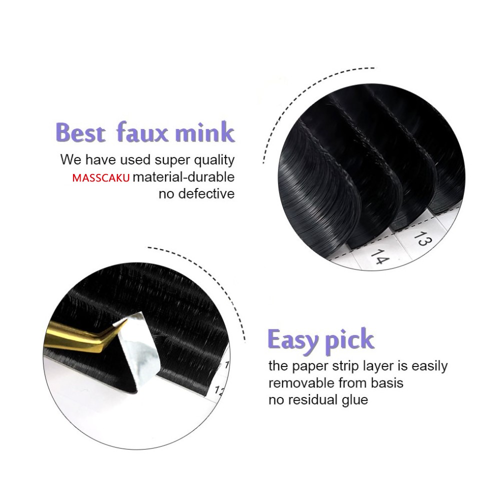 MASSCAKU 1 Second Easy Fan Lash Premade Size Auto Fans Blooming Eyelash 0.05/0.07/0.10mm 8-16mm Long Lasting For Building Lash