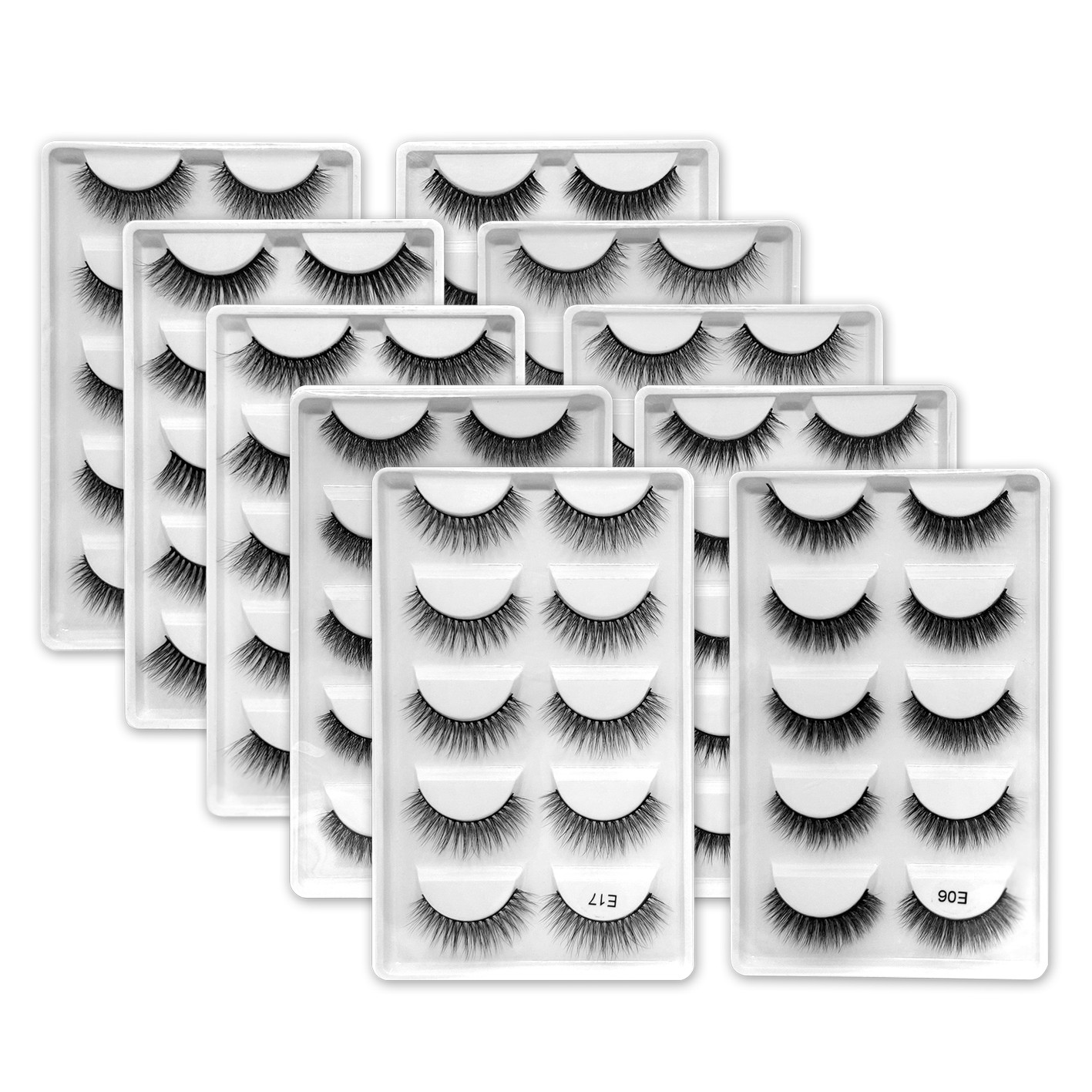 Wholesale 2/5/50 Boxes 3D Mink Eyelashes Natural Thick False Mink Eyelashes Lashes Soft False Eyelashes Wispy Makeup Cilios E01 E08