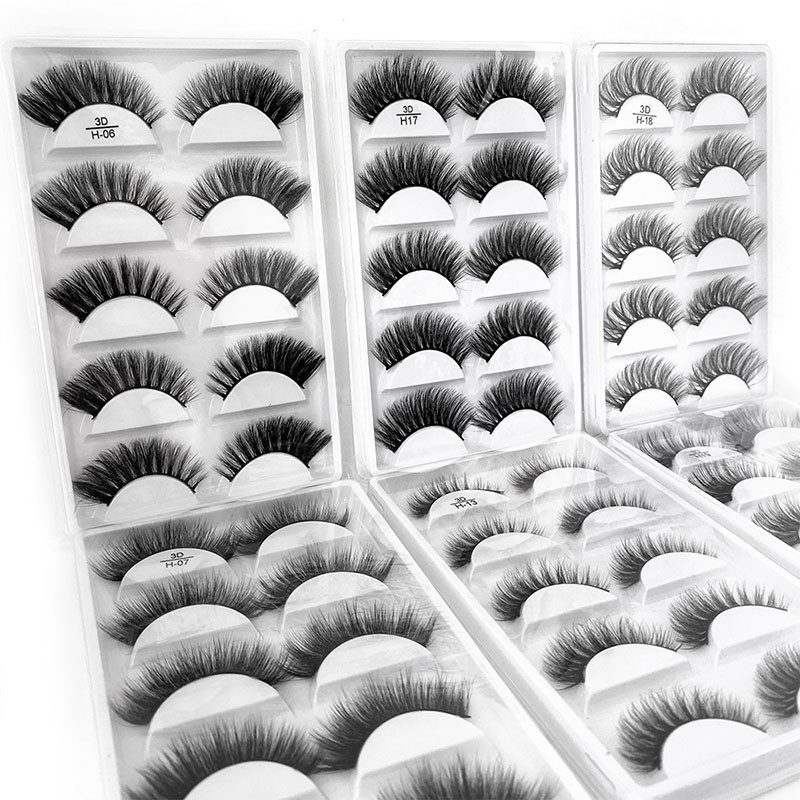 Wholesale 5/50 Boxes 100% Natural Mink Fur Eyelashes False Eyelashes 3D False Eyelashes Natural Soft Eyelash Extension Makeup H13