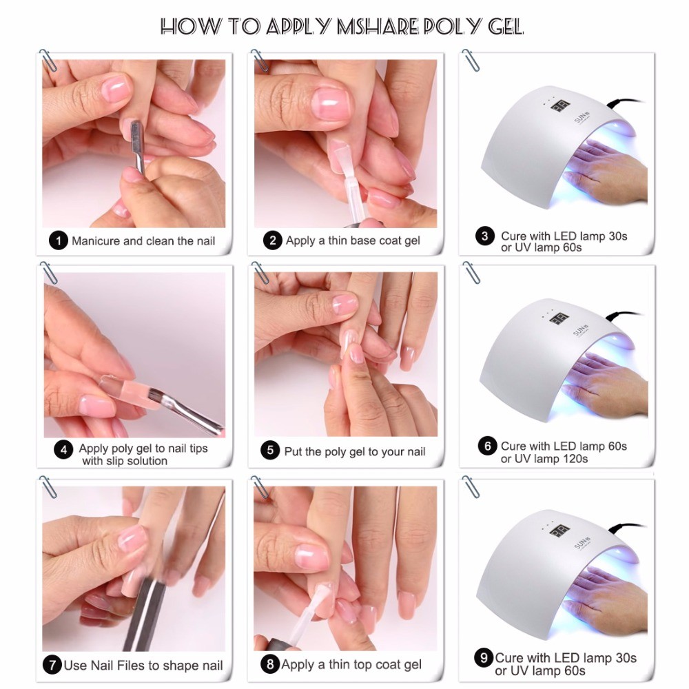 MSHARE Poly Nails Acrylic Gel 60ml 60g Builder UV Led Acrylic Gel Nails Acrylic Extensions Pink White Clear Acrylic Gel Cover