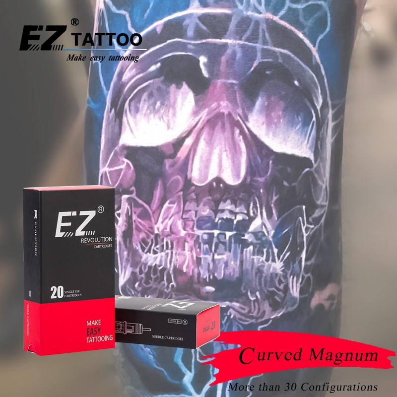 EZ tattoo needles revolution cartridge needles curved (round) magnum #10 0.30mm for tattoo machines system and grips20pcs/box