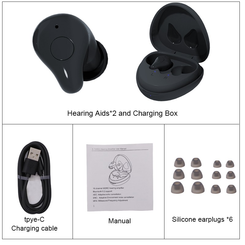 Bluetooth Hearing Aid Rechargeable Phone Connection Noise Reducing Speaker Hearing Aids Headset Waterproof For Deafness