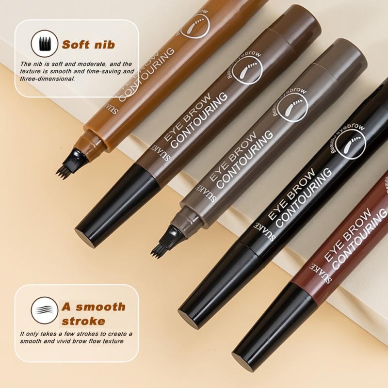 Four Heads Eyebrow Pencil Waterproof Sweat-proof Liquid Eyebrow Pencil Non-fading 4-fork Eyebrow Pencil Makeup TSLM1