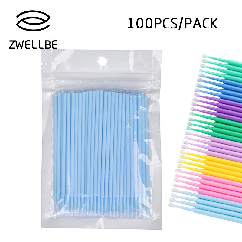 100pcs/bag Disposable Eyelashes Extension Brush Individual Lash Removal Swab Micro Brush For Eyelashes Extension Tools