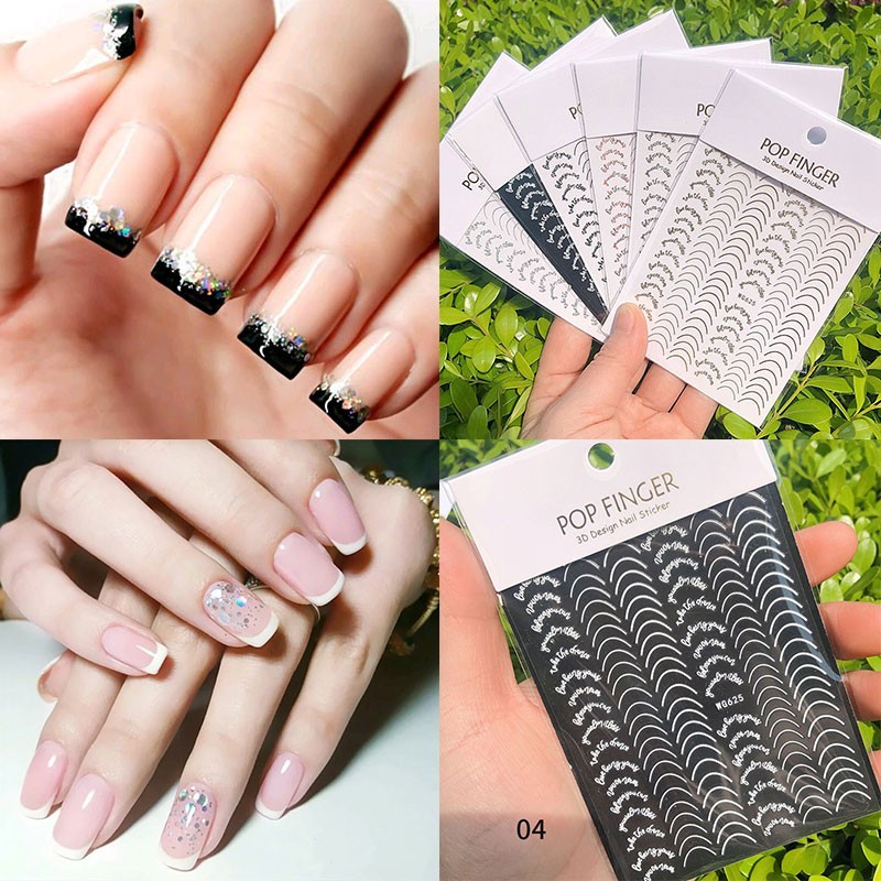 French Nail Finger Tips Sticker Guide Stencil Tape Nail Guides Stickers Manicure DIY Line Tips Nail Art Decals 3D Beauty Tool