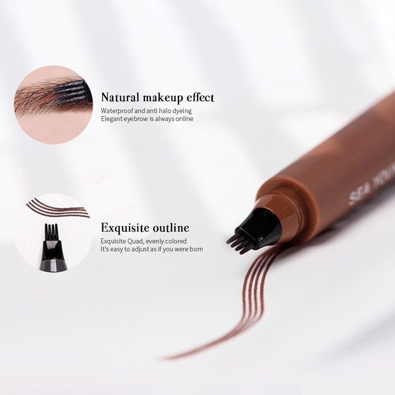 Four heads eyebrow pen long-lasting liquid waterproof anti-sweat eyebrow quick-drying pen eyes makeup beauty tools