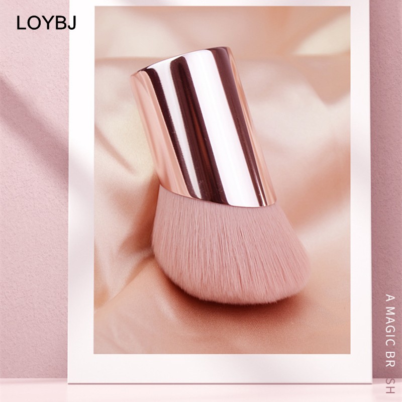 LOIBIG 1PC Oblique Cosmetic Powder Brush Round Head Powder Foundation Blush Contour Brushes Professional Cosmetic Blending Tools