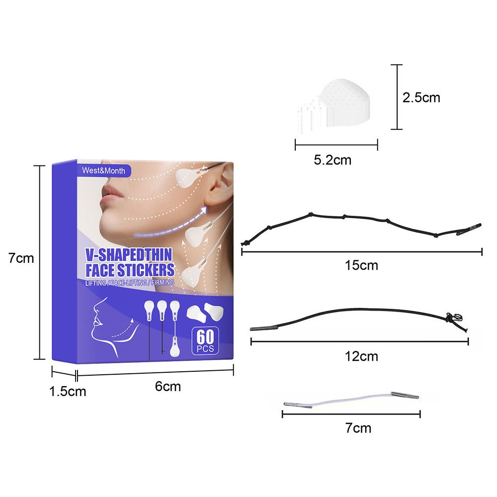 60pcs/set Invisible Thin Face Stickers Face Line Wrinkles Sagging Skin V-Shape Face Lifting Fast Chin Tightening Face Care Set