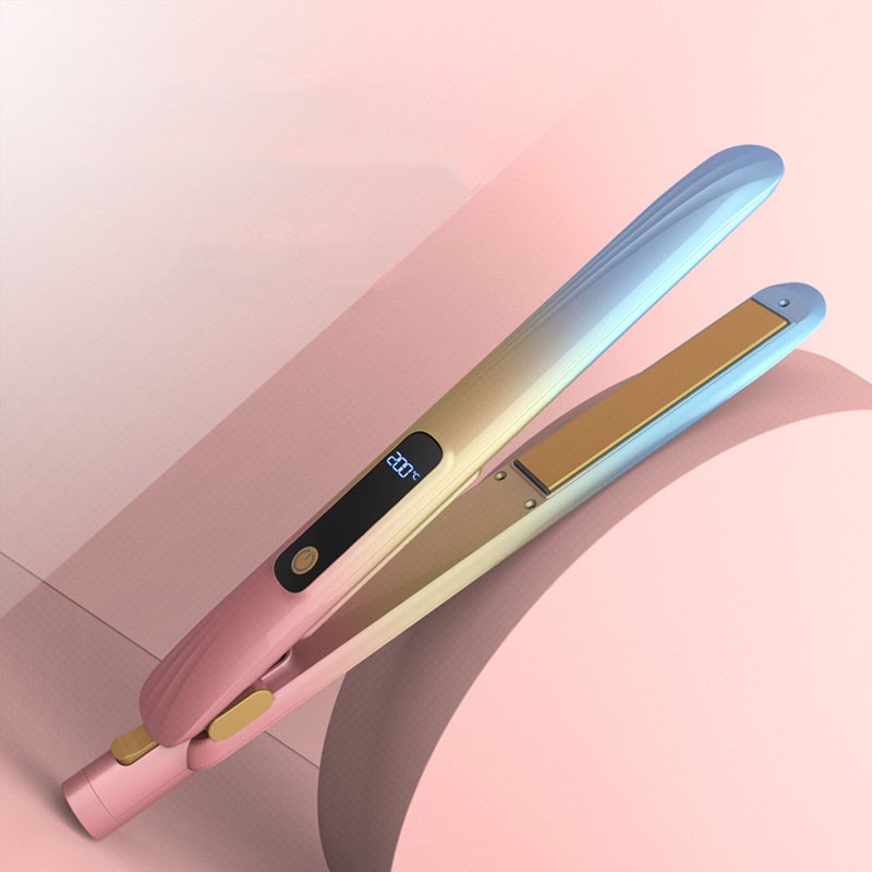 Hot Electric Hair Curler 2 in 1 Hair Crimper Straightener Wafer Curling Iron Wand LCD Display Temperature Adjust Gift Recommend