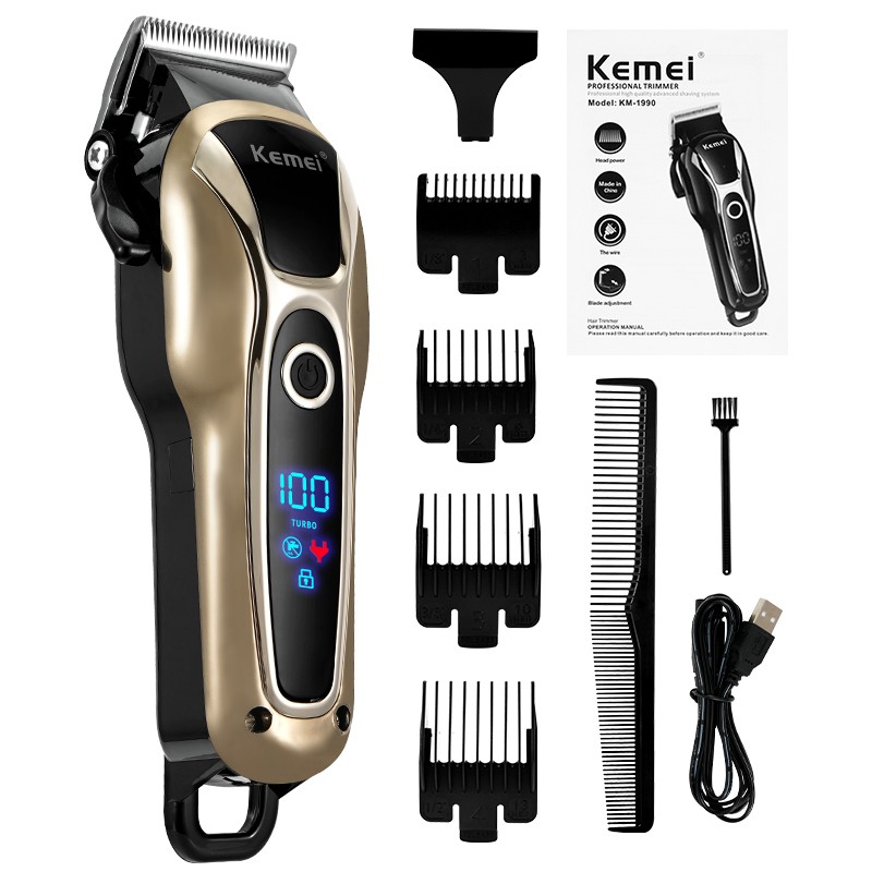 Professional Barber Hair Clipper Rechargeable Electric Finish Cutting Machine Beard Trimmer Cordless Shaver Corded