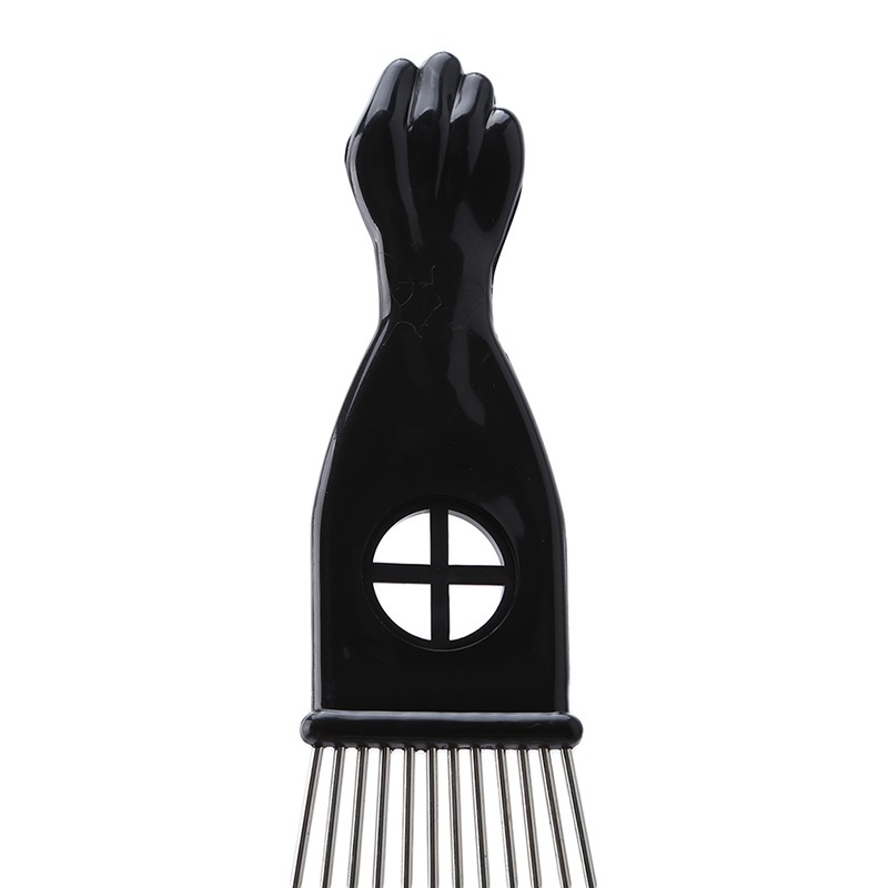 Professional Salon Use Black African Metal Pick Comb Insert Hair Pick Comb Wide Tooth Hair Fork Curly Brush Comb