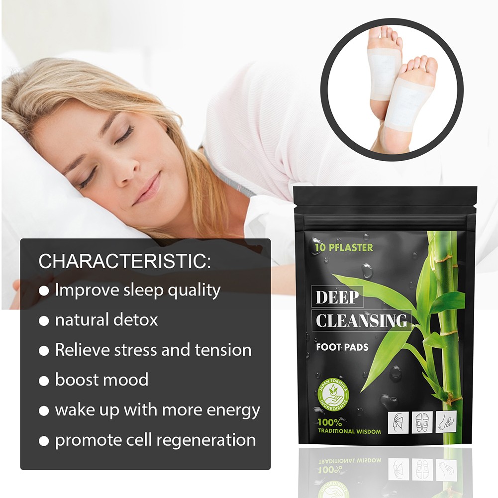 Detox Foot Patches for Stress Relief Deep Sleep Herbal Detox Natural Clean Body Detox Cleansing Herbal Adhesive Health Pads