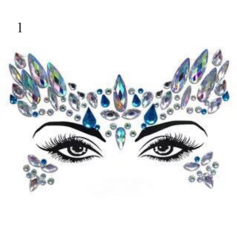 3D Sexy Face Tattoo Stickers Face Decoration Temporary Tattoo Glitter Fake Tattoo Rhinestones for Woman Party Face Jewelry Tattoo