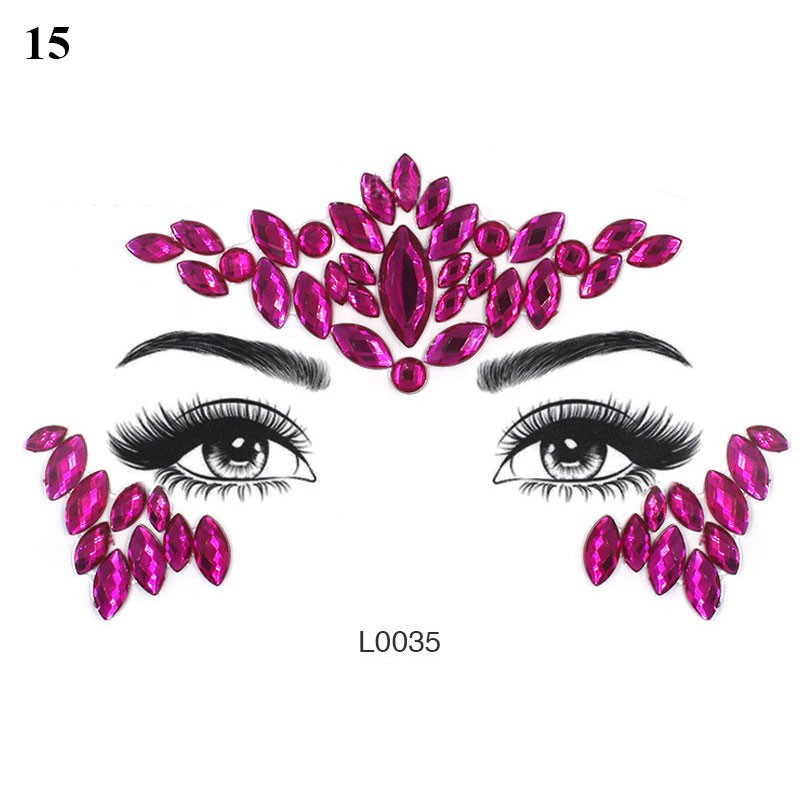 3D Sexy Face Tattoo Sticker Temporary Tattoo Flash Fake Tattoo Rhinestone Lady Party Face Sticker Face Jewelry Decoration