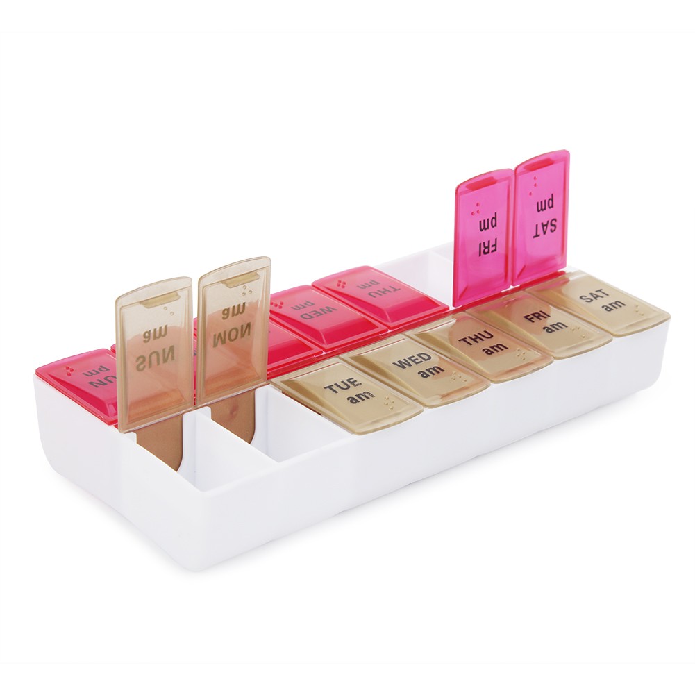 14/7 Grids 7 Days Weekly Pill Case Medicine Tablet Dispenser Organizer Pill Box Splitter Storage Box Pill Organizer Container