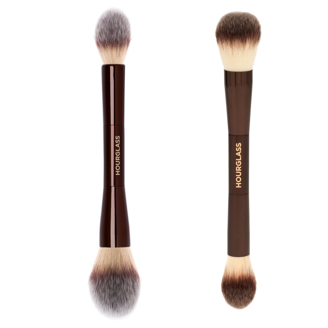 Hourglass Veil Ocean Double-end Makeup Brushes Soft Powder Highlighter Sculpting Blush Bronze Metal Handle Cosmetic Tools