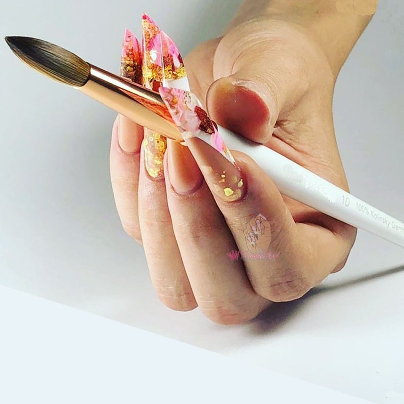 100% Kolinsky Sable Acrylic Professional Nail Brush for Manicure Powder Nail Extension Tools Round Size 8 10 12