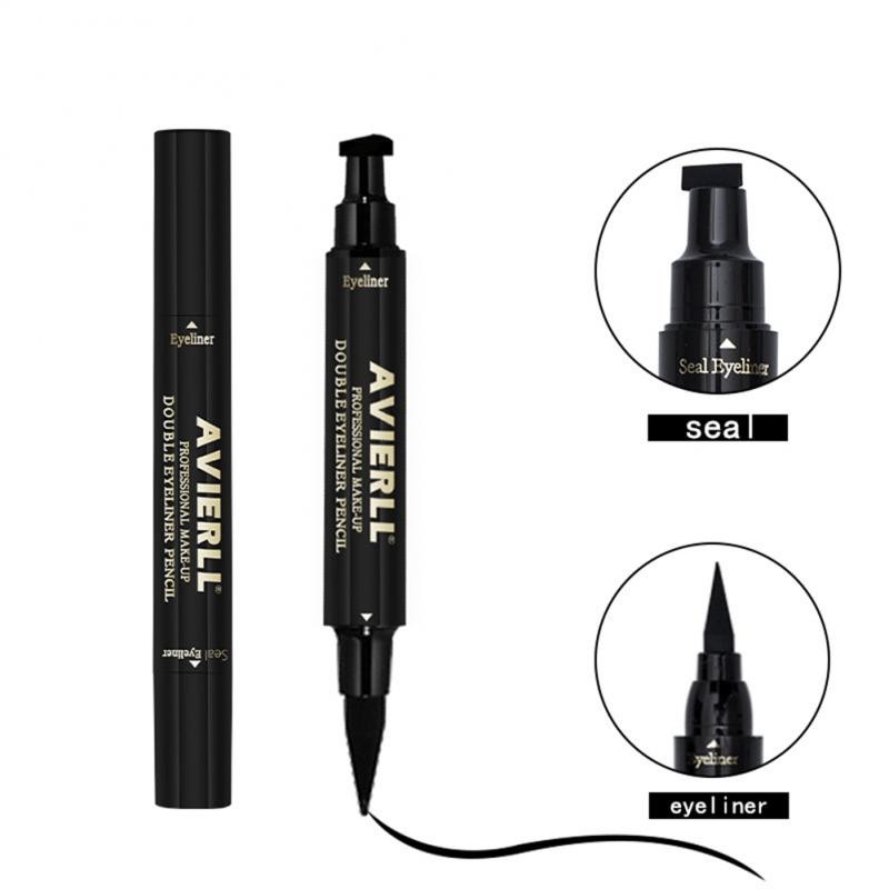 2 in 1 Cat Eye Seal Eyeliner Set Double-headed Triangle Seal Eyeliner Pen Enlarge Eyes Waterproof Quick Dry Long Lasting Makeup