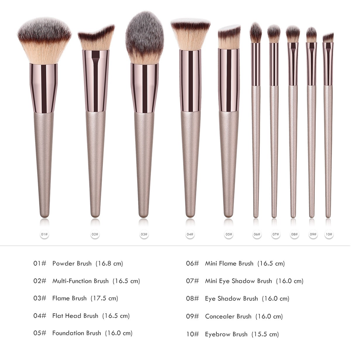 Hot Champagne Makeup Brushes Set for Cosmetics Foundation Powder Blush Eyeshadow Kabuki Blending Face Beauty Makeup Tool