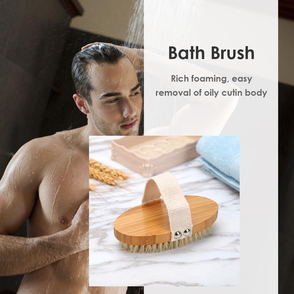 Hot Body Brush Dry Skin Soft Natural Bristle Shower Brushes Bath Wooden Bristle Brush Spa Body Brushes Without Handle