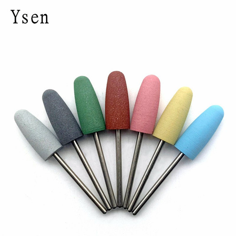 1pc cuspdal head 7 colors rubber and silicon carbide nail file manicure electric nail drill machine accessories tools nail bits