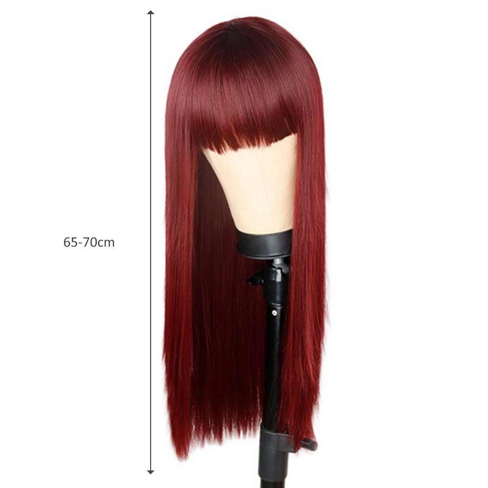 European American Long Straight Wig With Bangs Synthetic Bangs Hair Wigs With Wig For Women Heat Resistant Wigs Multicolor