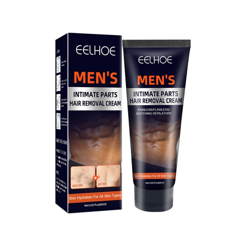 Men Hair Removal Cream Perfect for Underarm Legs Face Reduces Irritation Painless No Harmful Chemicals 60ml