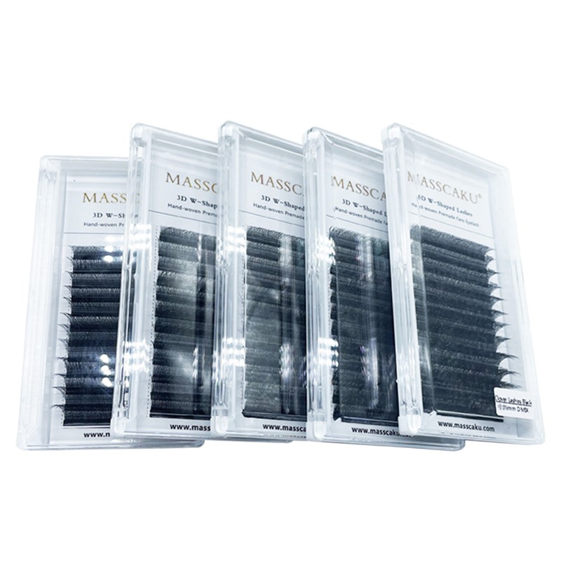 Hot selling 6 cases/set w shaped 3D clover volume eyelash extension matte individual volume silk eyelashes extensions for salon