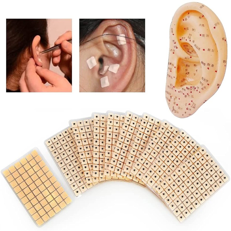 600 Counts Disposable Ear Press Seeds Acupuncture Vaccaria Plaster Bean Relax Massage Ear Sticker Acupressure Kit