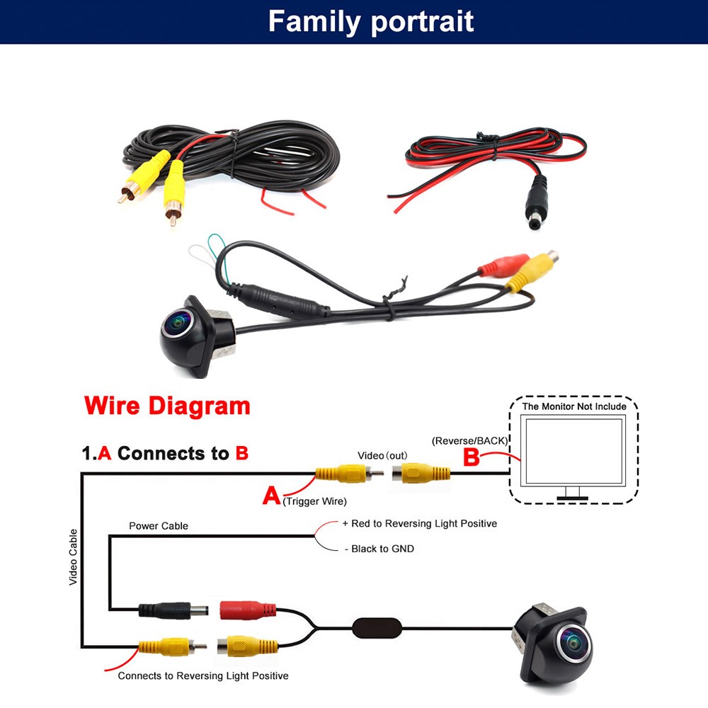 Smartour 1080P 180 Degree CCD Car Rear View Camera Auto Parking Monitor HD Night Vision Waterproof Universal Car Front Camera