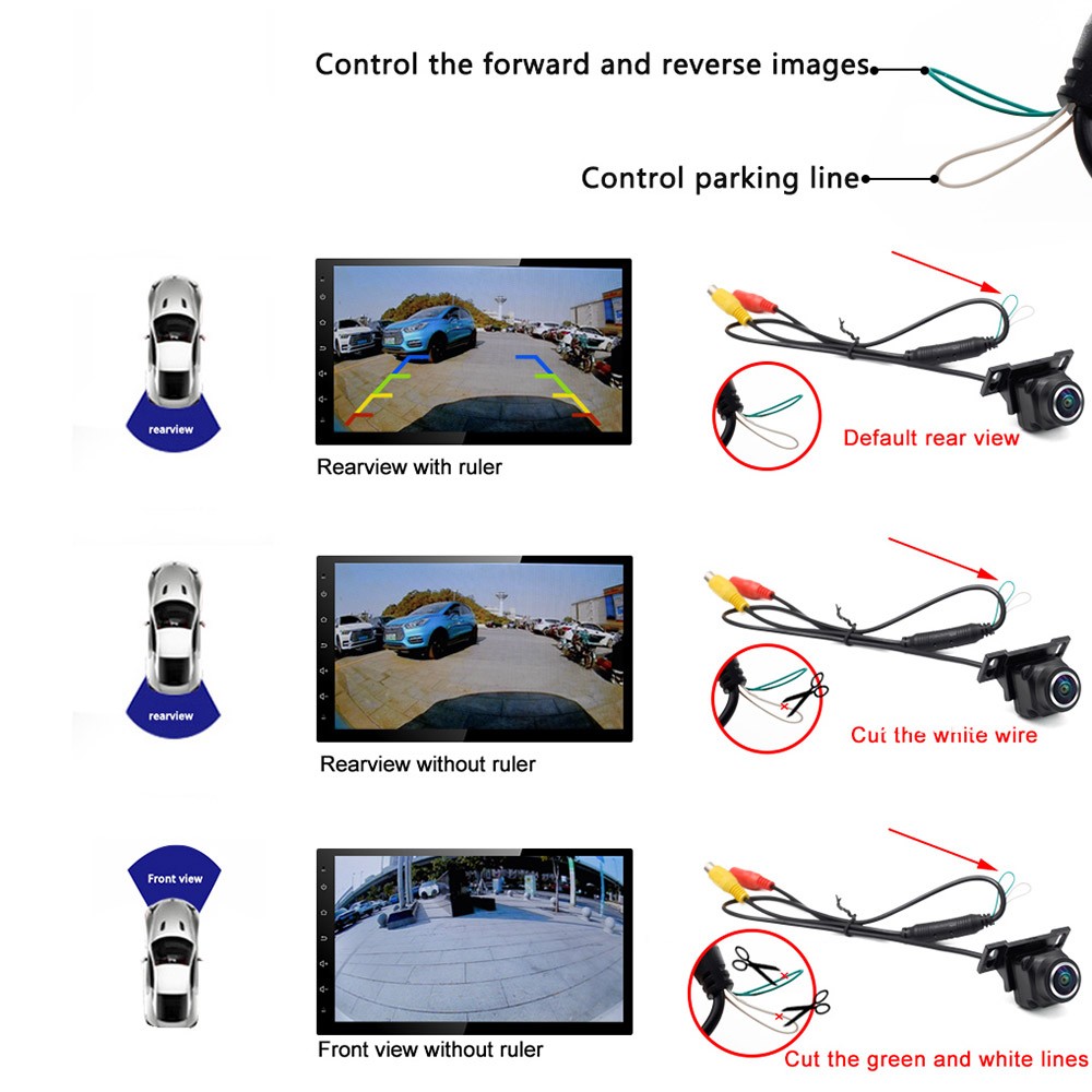 Smartour 1296*1080P HD Rear View Camera 180 Degree Silver Fisheye Car Camera Car Front Night Vision Backup Parking Reverse Camera