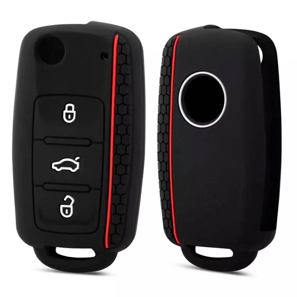 Silicone Car Key Case For VW Polo Bora Beetle Tiguan Passat Golf Jetta Eos For Skoda Fabia Octavia Remote Fob Shell Cover