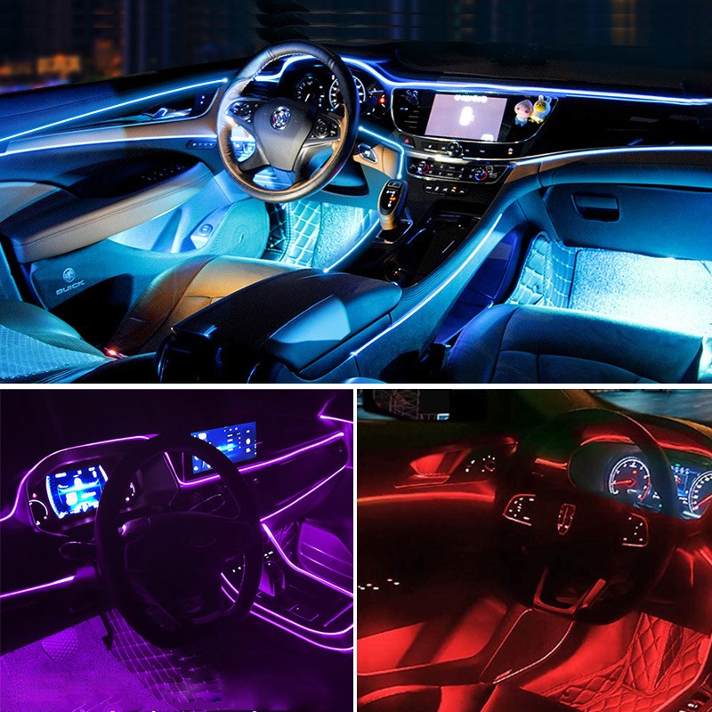 Auto Lamp Car Interior LED Strip Light Decoration Garland Wire Rope Tubular Line Flexible Neon Light Car Accessories