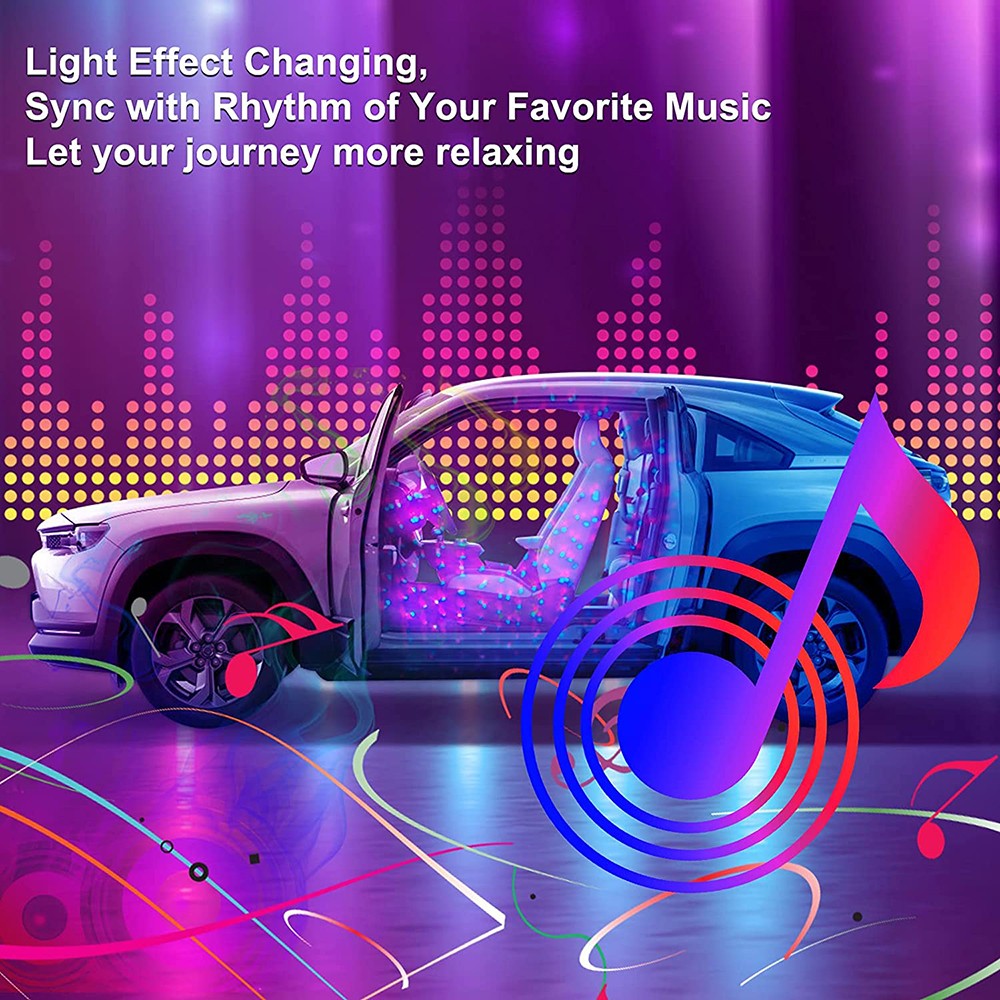 NLpearl RGB Galaxy LED Car Ambient Interior Light Usb Cigarette With App Remote Control Auto Foot Atmosphere Decorative Lamp